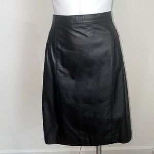 Plus size black leather skirt